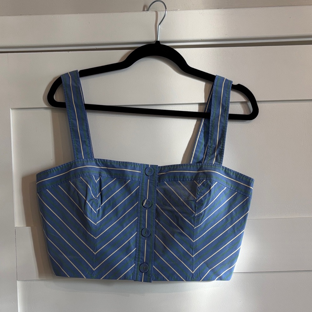 Veronica Beard Blue Striped Tank Top